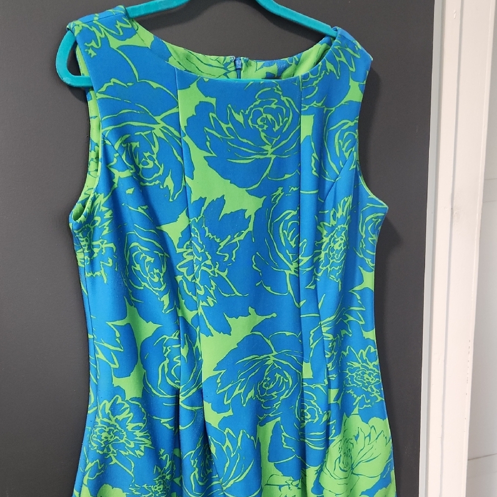 Taylor Blue and Green Floral Dress